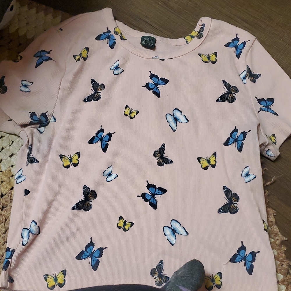 Wild Fable Light Pink Butterfly Crop Top